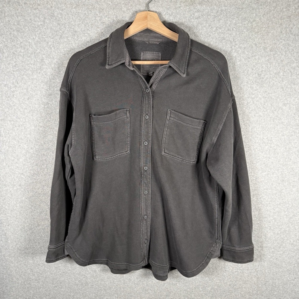 Aerie Button Up Womens XXS‎ Gray Cotton Oversized Shirt